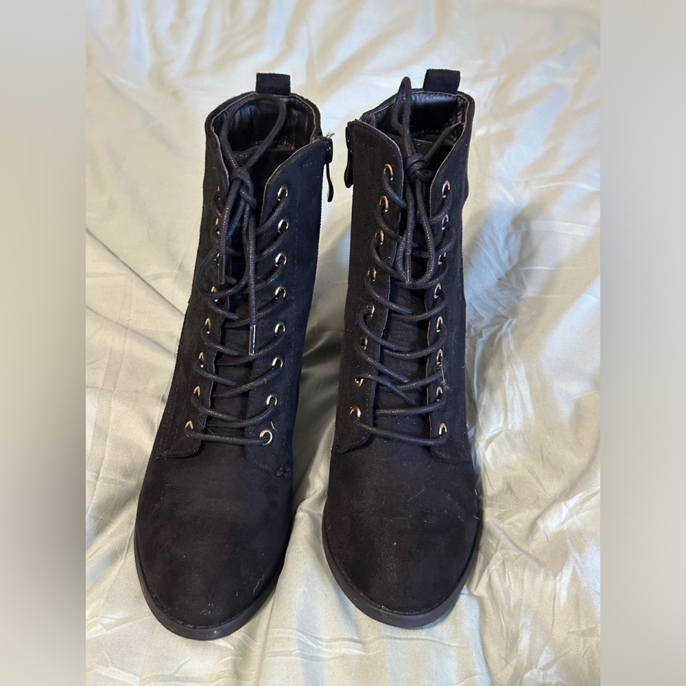 Black Lace-Up Ankle Boots